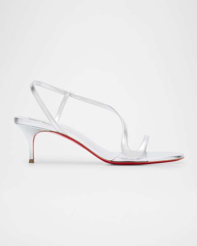 Rosalie Metallic Leather Red Sole Kitten-Heel Sandals